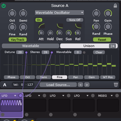 Source Lab Unison Oscillator Parameters Panel Configuration